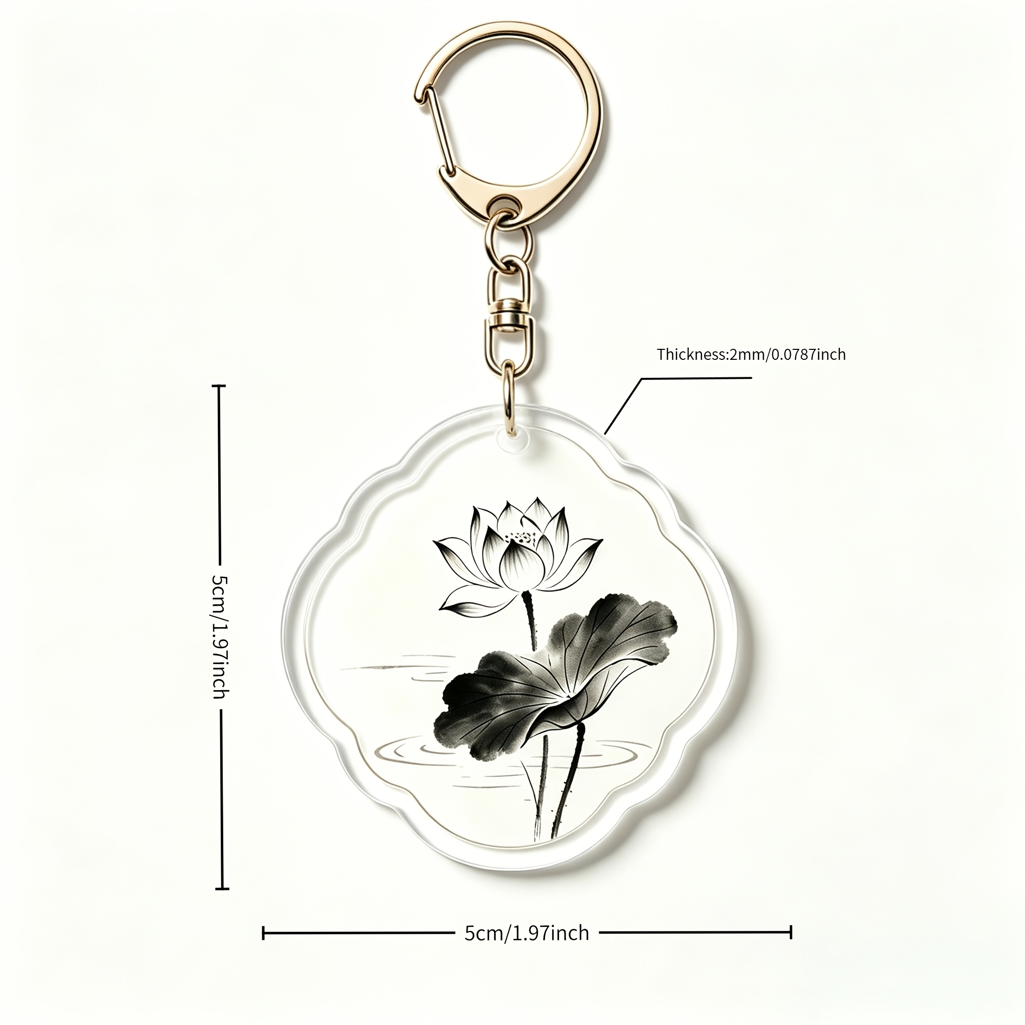 4pcs Chinese-style Elegant Lotus Pattern Acrylic Keychains